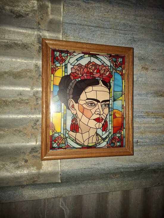 Other - Frida Mexican Folk Art Stained Glass Style Framed Art Print By Neon Nicho